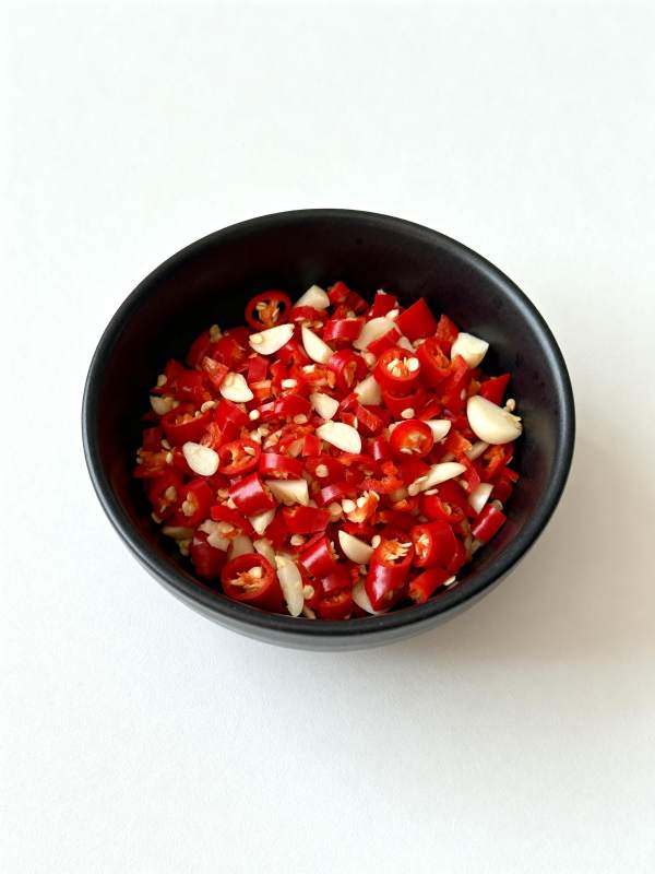 红椒蒜片拌料图片