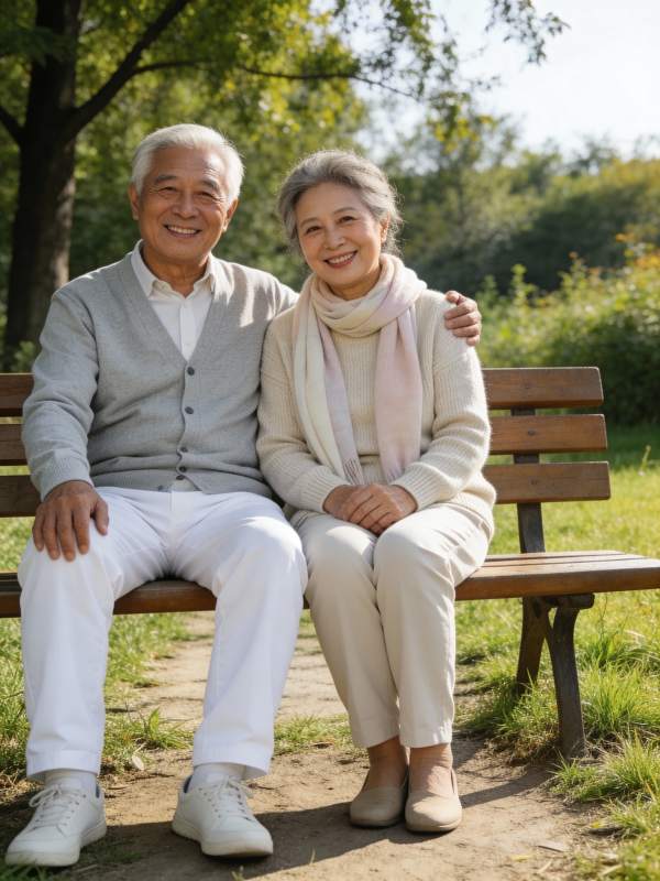 公园里的幸福晚年图片