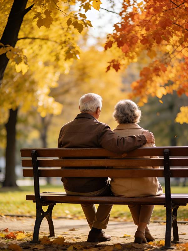 秋日相伴 共赏落叶图片