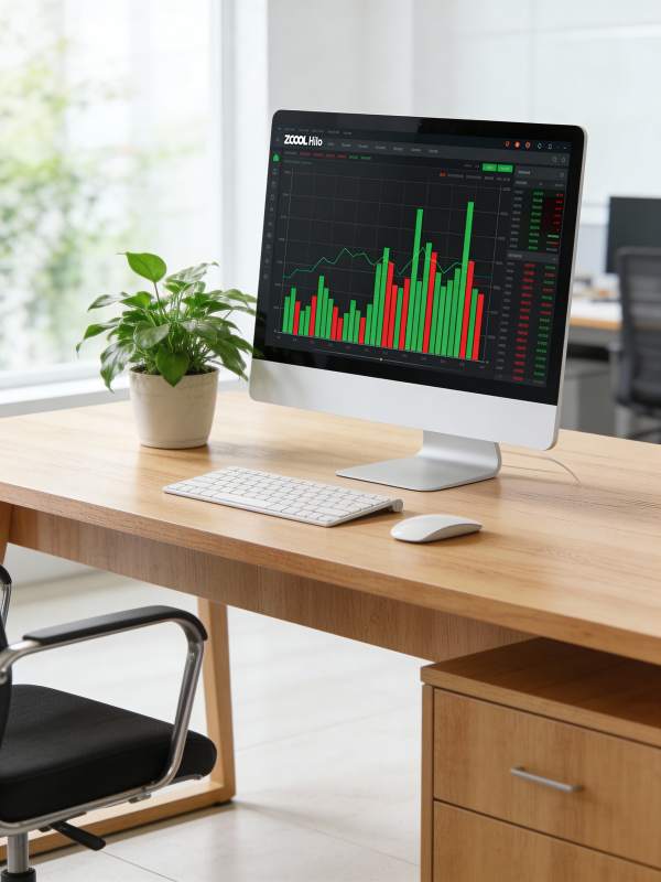 办公桌上的股票图表图片