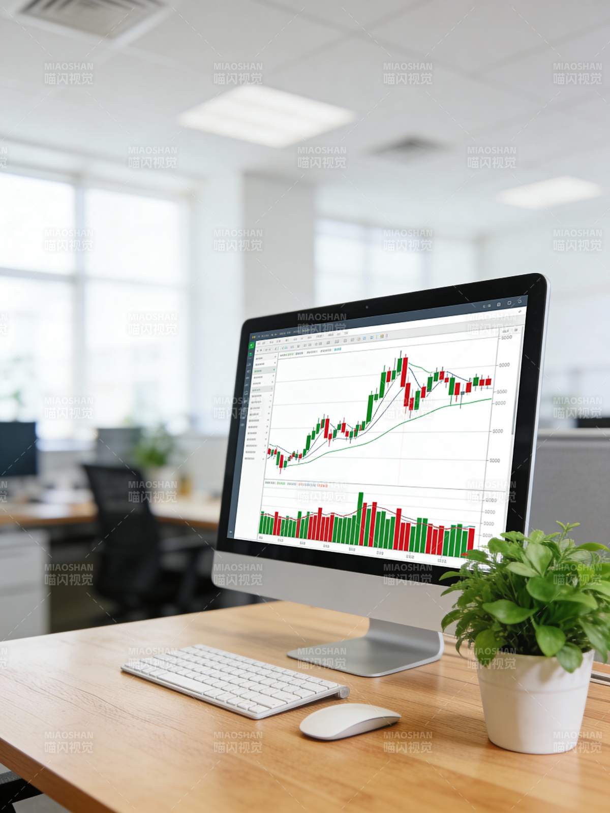 股市图表办公桌图片