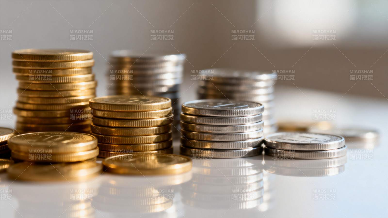 金币银币堆叠图片
