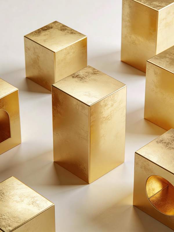金色立方体艺术图片