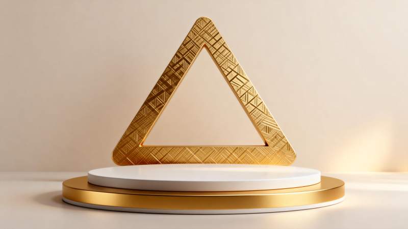 金色三角架台图片