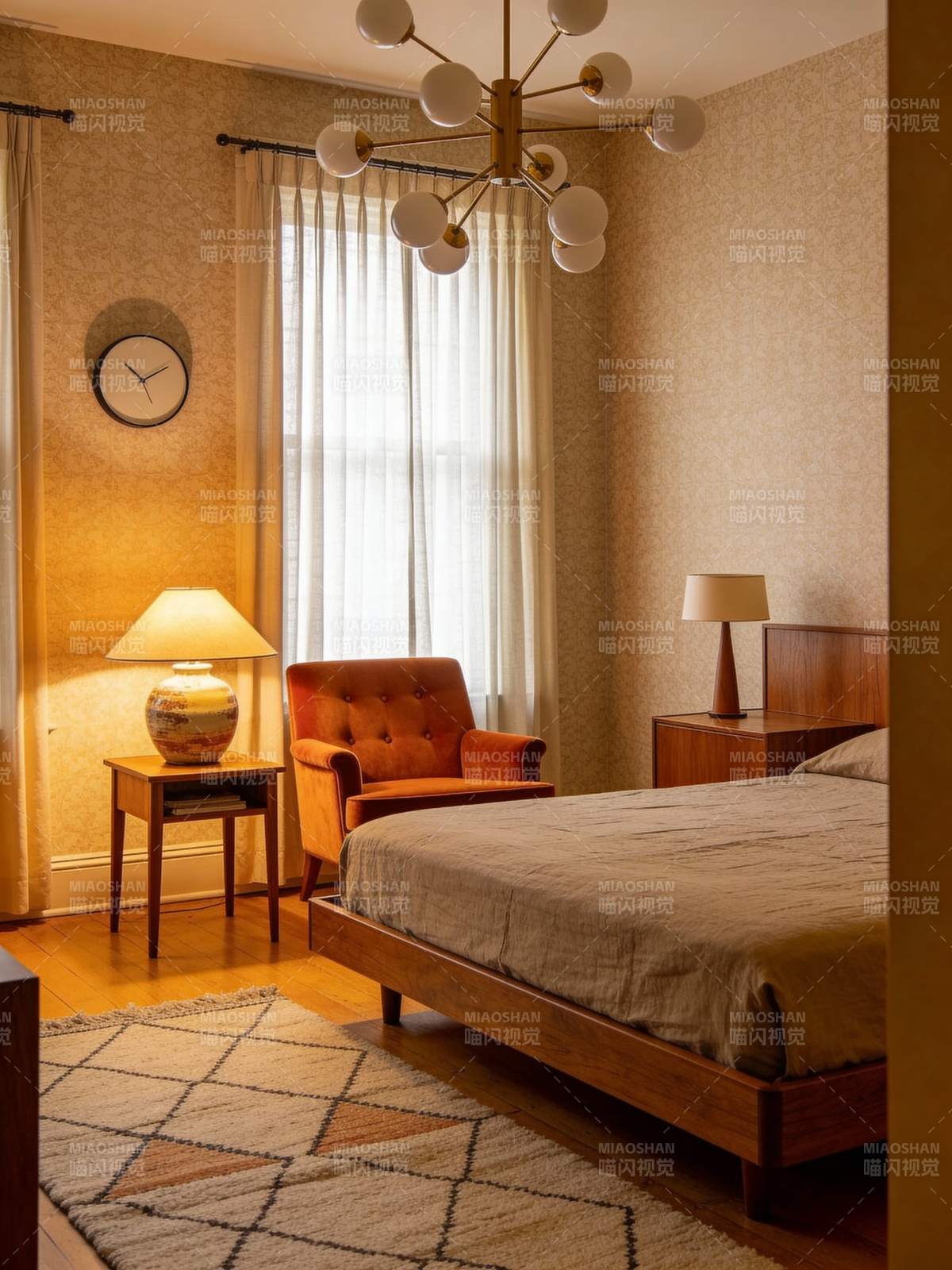 温馨复古卧室一角图片