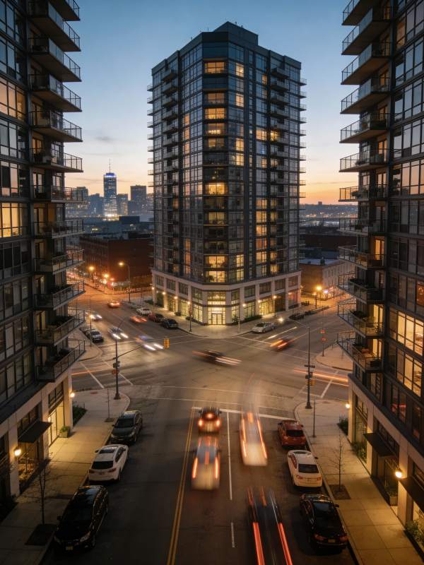 都市夜景交汇图片