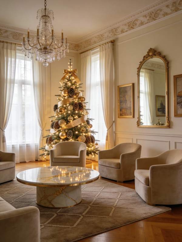 圣诞树下的温馨客厅图片