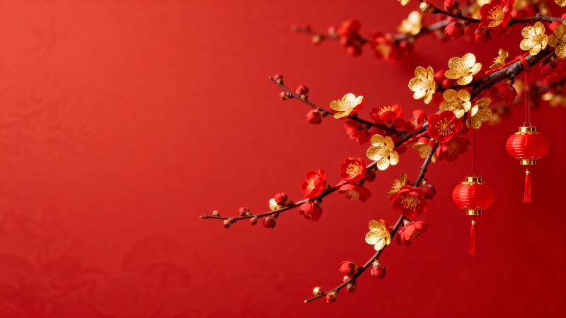 红梅迎春喜庆图图片
