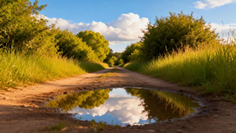 乡间小径映云天图片