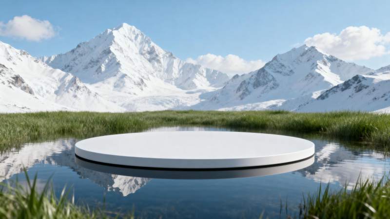 雪山映湖 白台静立图片