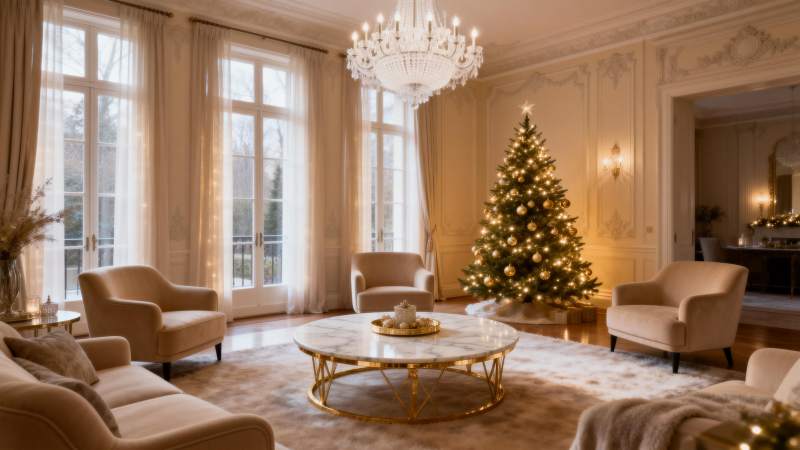 圣诞树下的奢华客厅图片