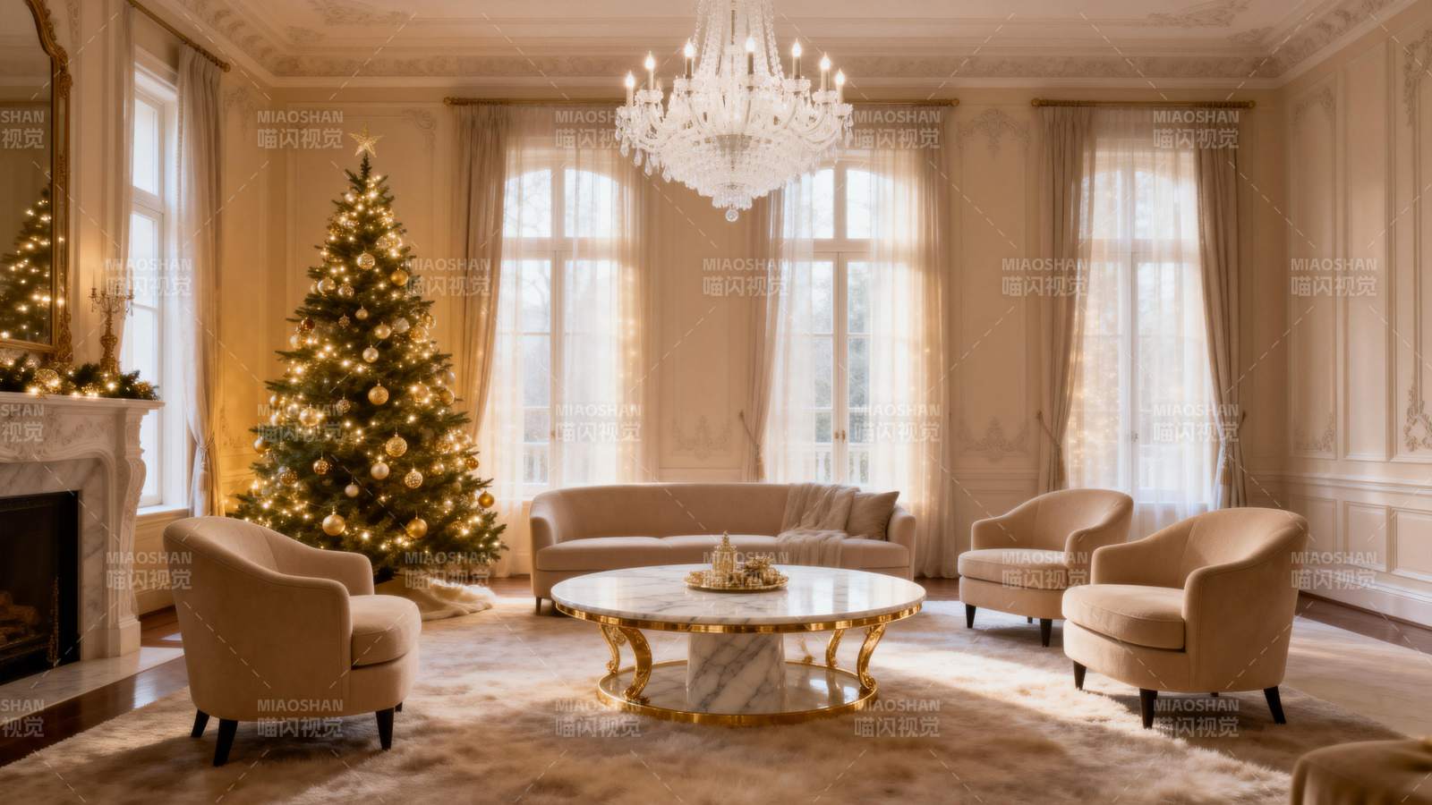 圣诞客厅温馨布置图片