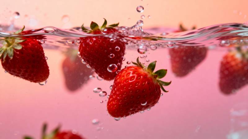 草莓入水瞬间图片