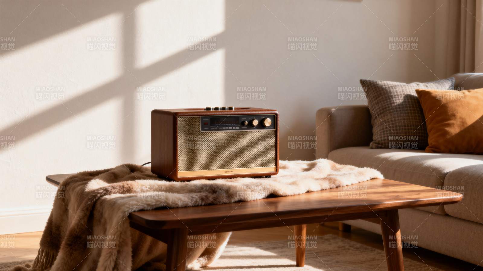 复古音响客厅一角图片