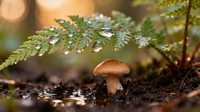 雨后林间小菇图片