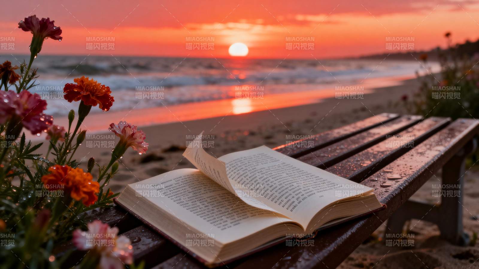 夕阳下读书的宁静图片