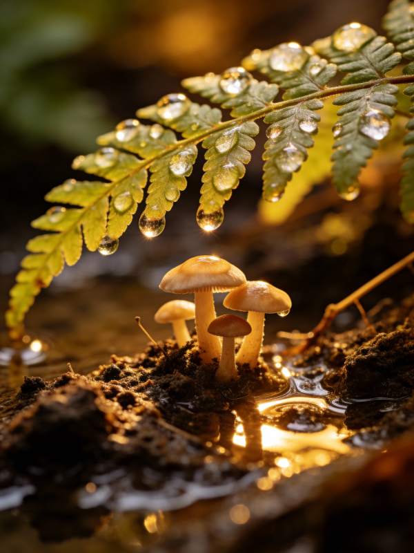 雨后林间小菇图片