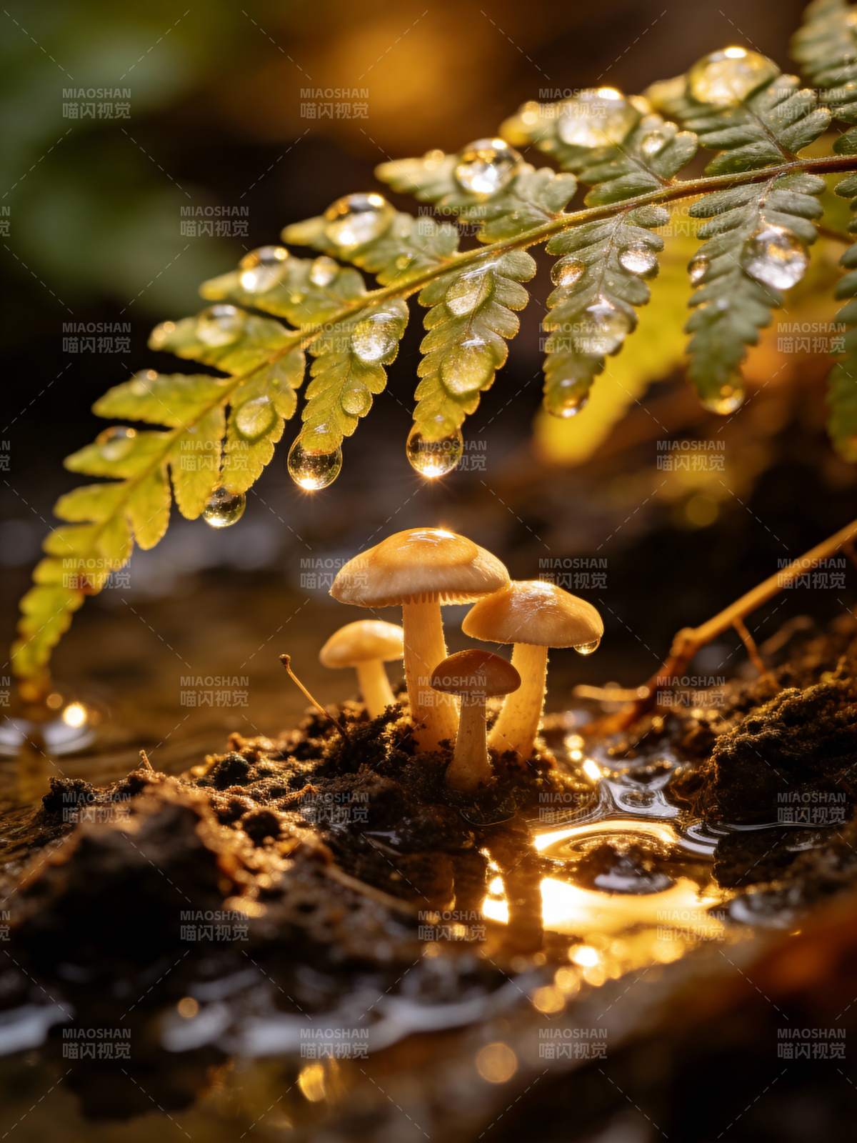 雨后林间小菇图片