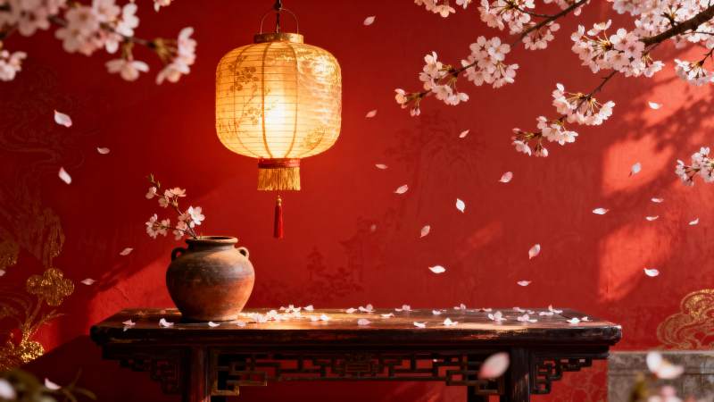 樱花灯影古韵图片