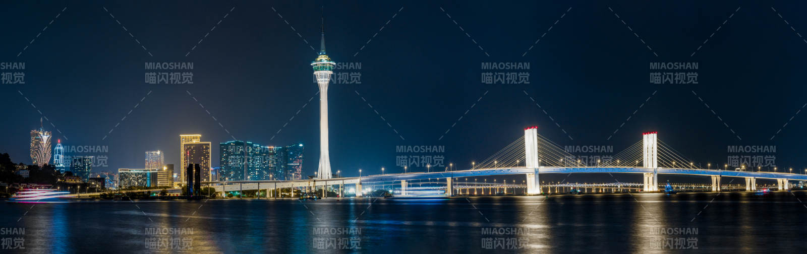 夜幕下的澳门城市天际线图片