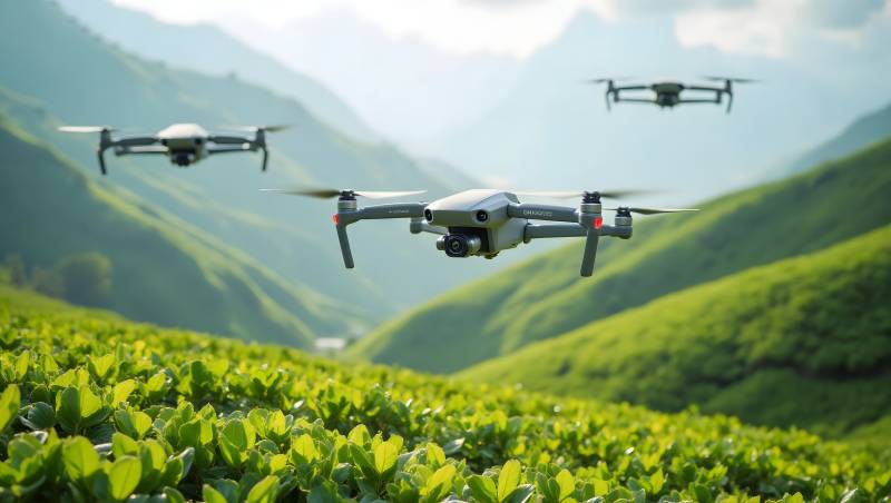 无人机茶园巡检图片