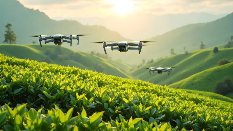 无人机巡茶园图片