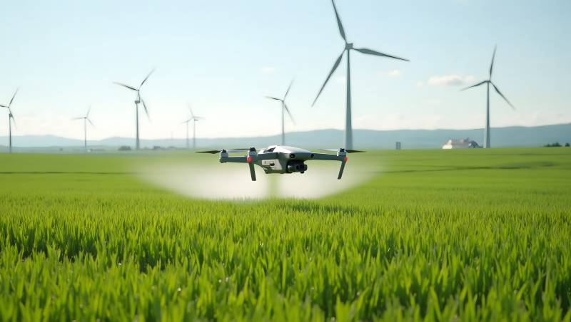 无人机飞越绿田图片