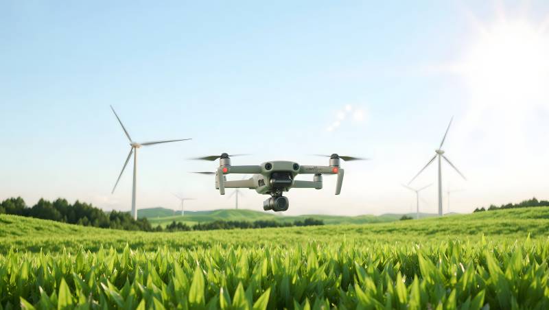 无人机飞越绿野图片