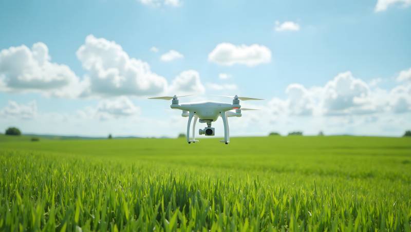 无人机飞越绿野图片