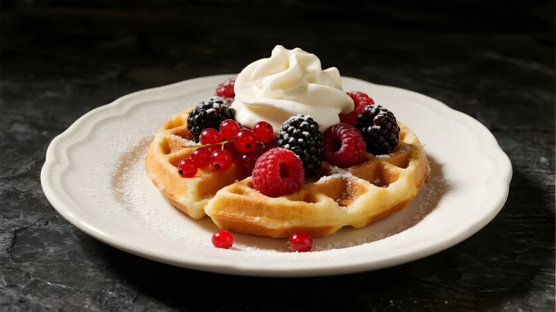 莓果奶油华夫饼图片