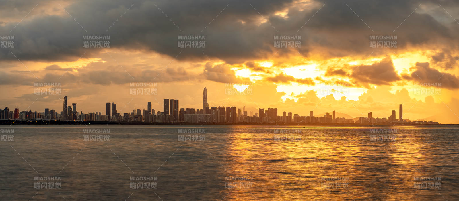 深圳湾公园城市日出美景图片