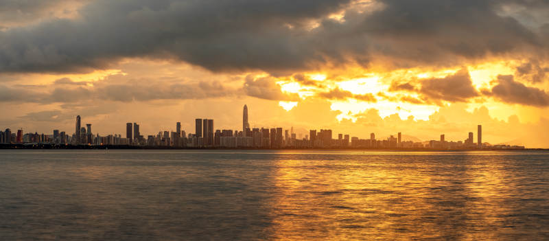 深圳湾公园城市日出美景图片