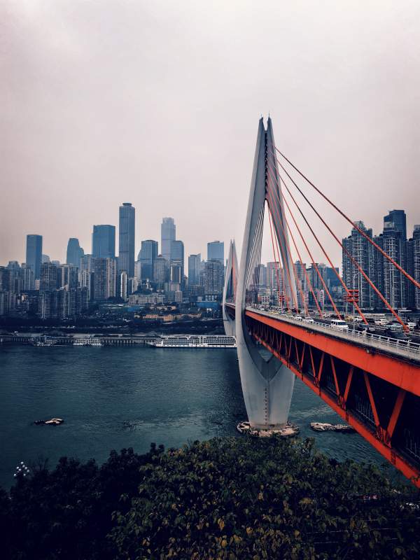 城市天际线与大桥图片