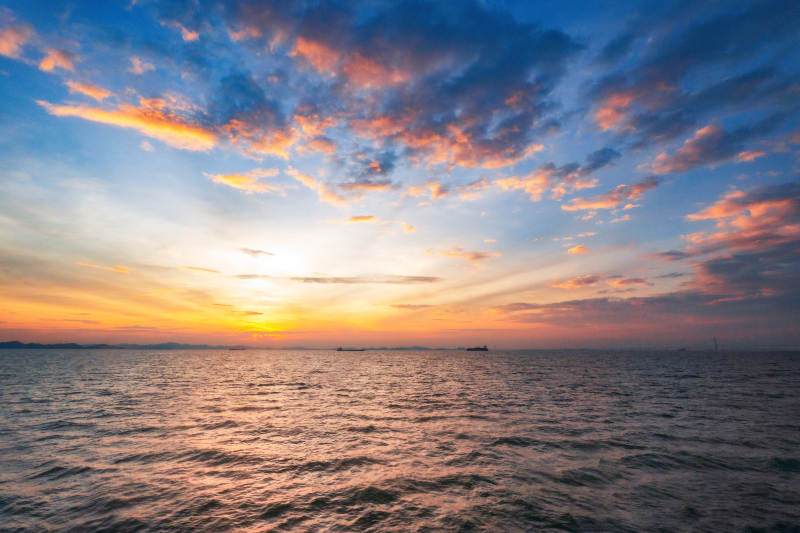 海上日落晚霞美景图片