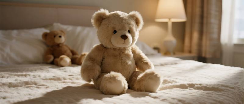 床头的毛绒熊图片