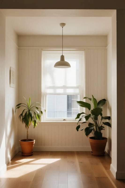 阳光下的绿植角落图片