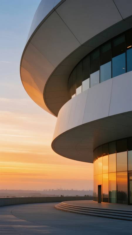 曲面建筑日落时分图片