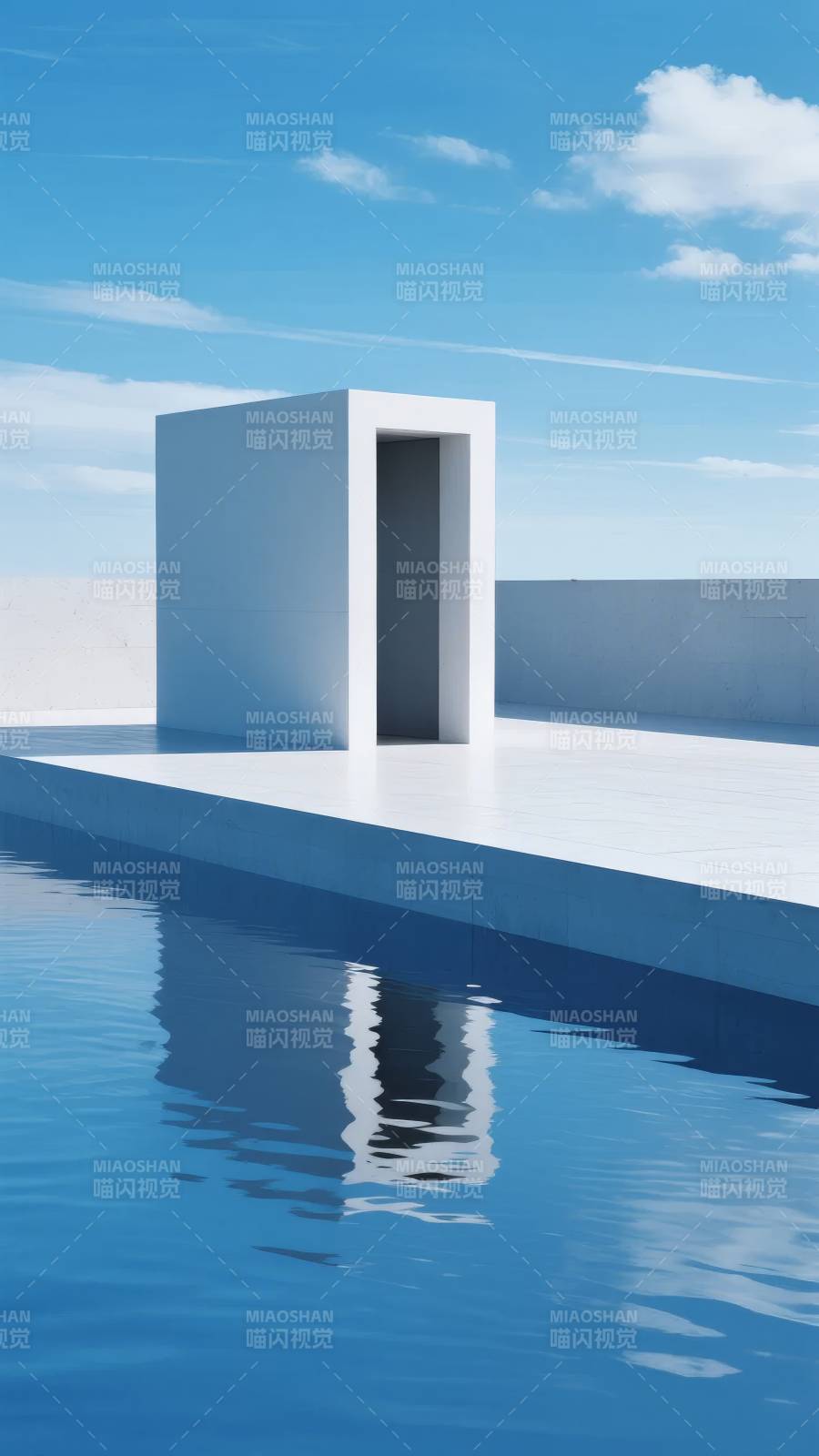 水边的白色建筑图片