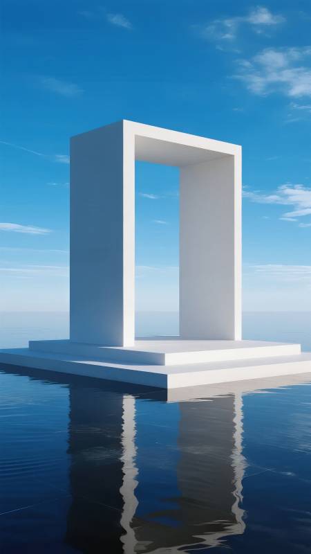 水天之间的白色门框图片