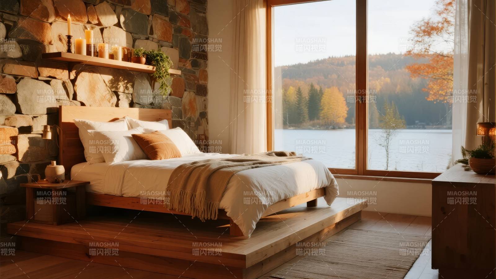 湖景木屋卧室图片