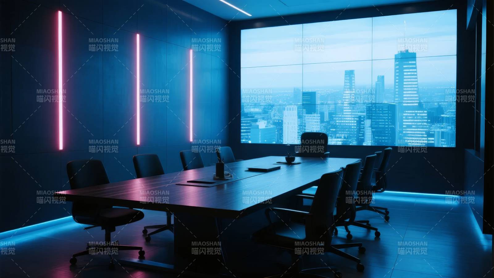 未来会议室夜景图片