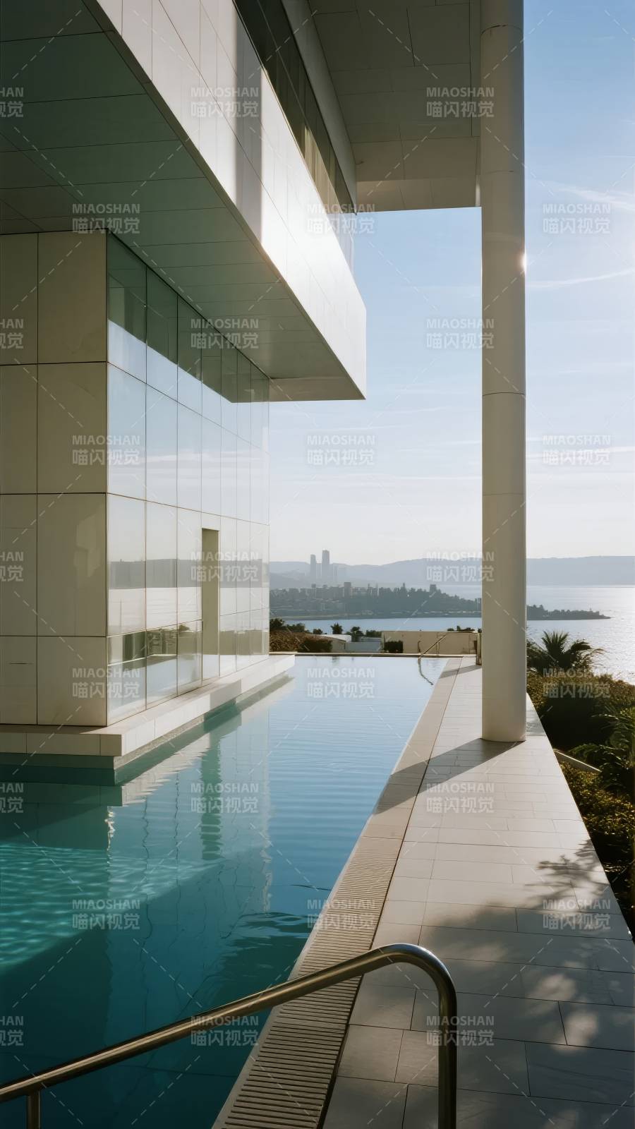 现代泳池海景图图片