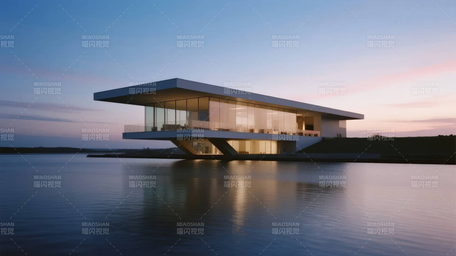 湖畔现代建筑图片