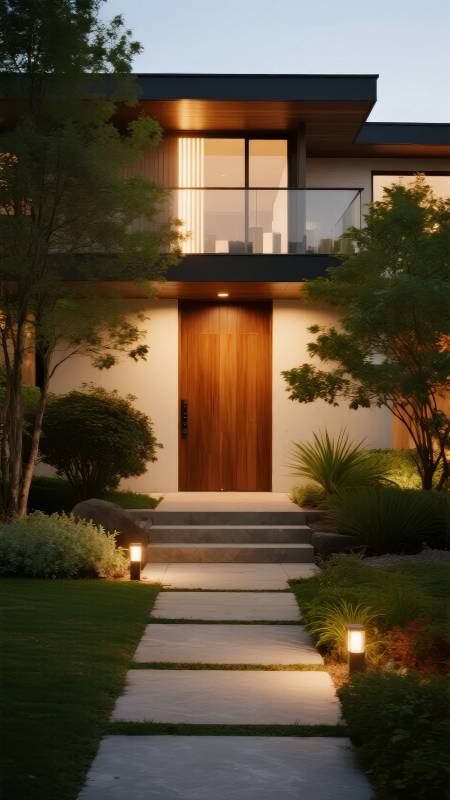 现代庭院夜景图片