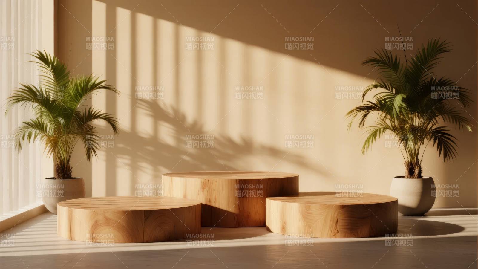 光影中的木质台阶图片