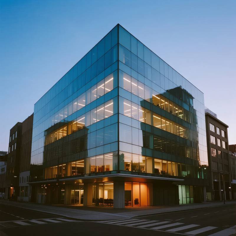 现代玻璃建筑夜景图片