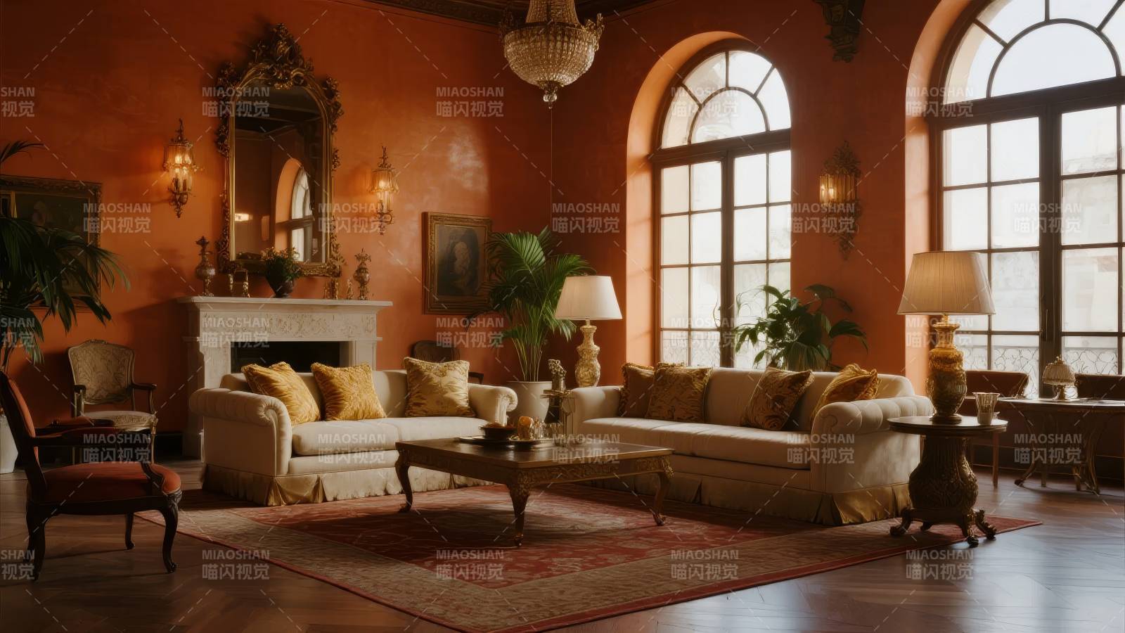 典雅客厅 温暖橙色图片