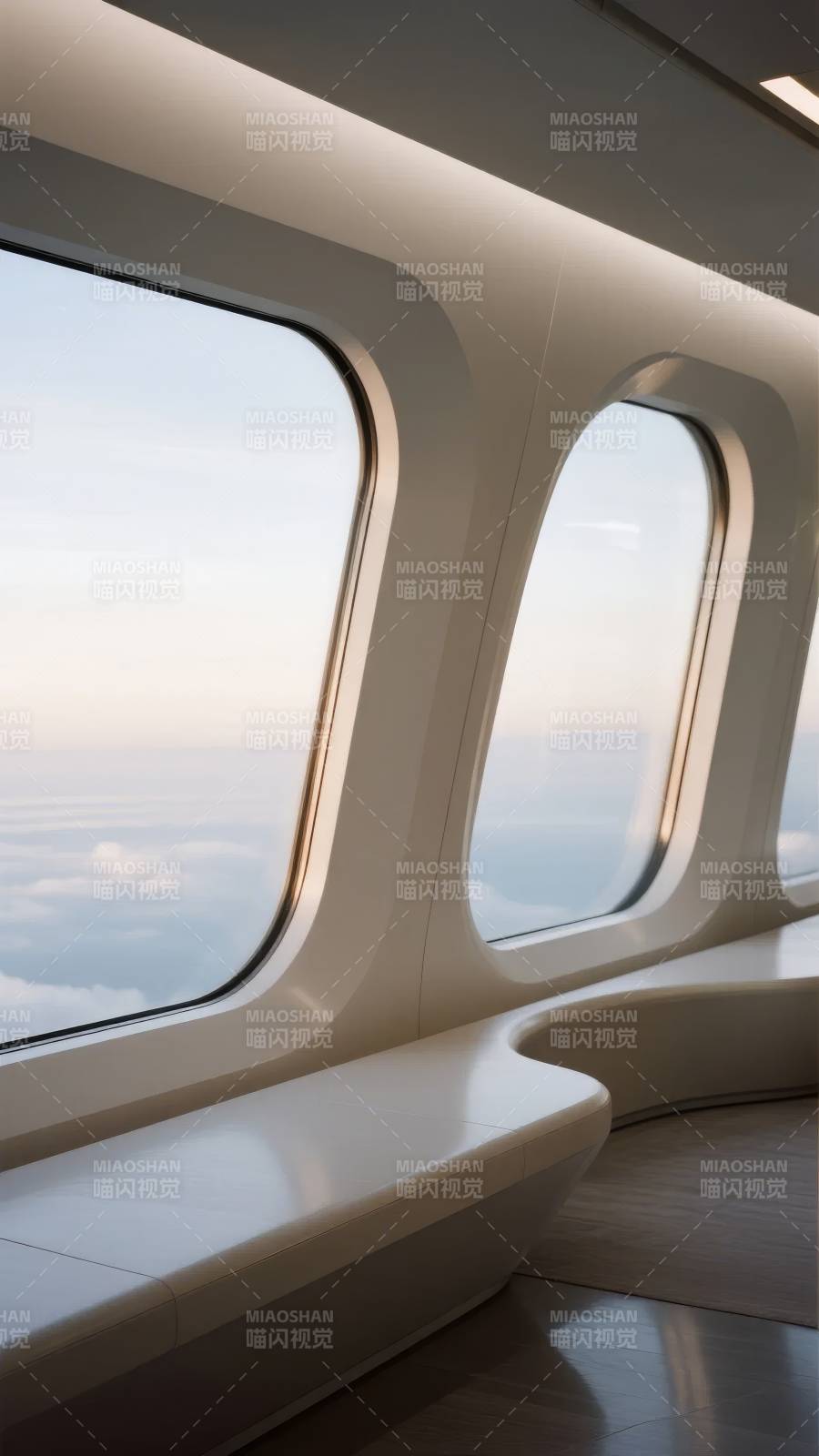 高空云海窗景图片