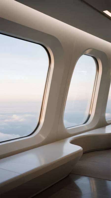 高空云海窗景图片