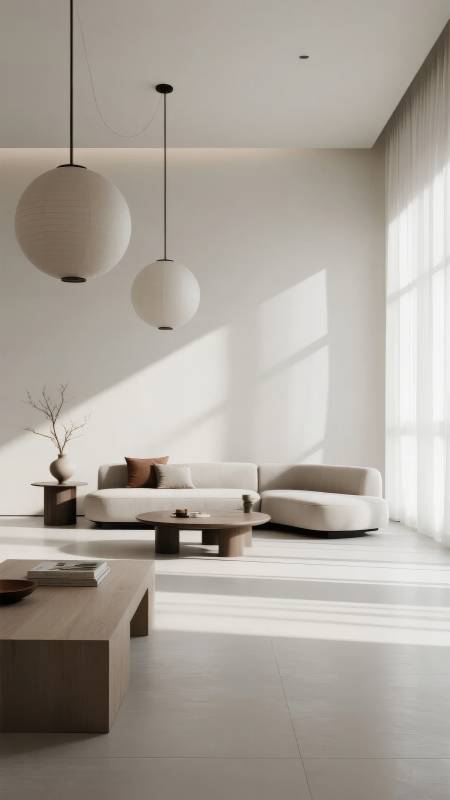 极简客厅光影美学图片